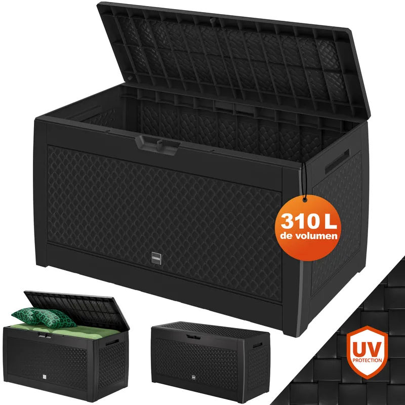 Casaria® Gartenbox Matuba 310L Anthrazit Flechtoptik wasserdicht, Anthrazit, – Produktbild 2 von 2