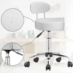 Casaria® Rollhocker 2er-Set Weiß 360° drehbar mit Rückenlehne – Produktbild 1 von 1
