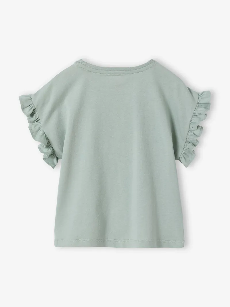 Vertbaudet T-Shirt mit kurzen Volantärmeln Mädchen salbei, Salbeigrün, – Produktbild 2 von 3