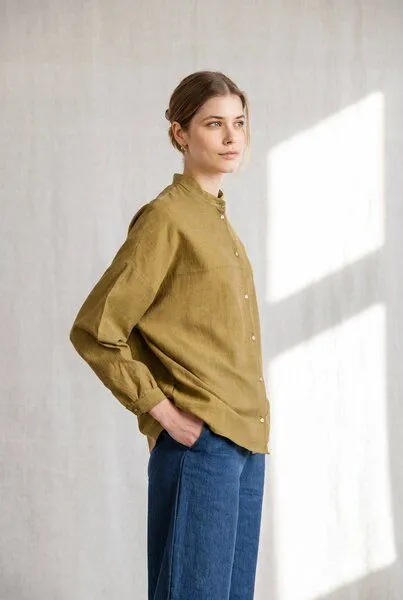 Jyoti - Fair Works Jyoti - Fair Works Baumwoll Bluse Hawali, Dijon, – Produktbild 2 von 4