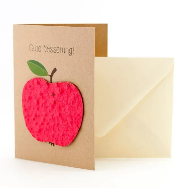 Die Stadtgärtner Die Stadtgärtner Grußkarte 'Gute Besserung' mit Apfel aus Wildblumen-Saatpapier – Produktbild 2 von 2