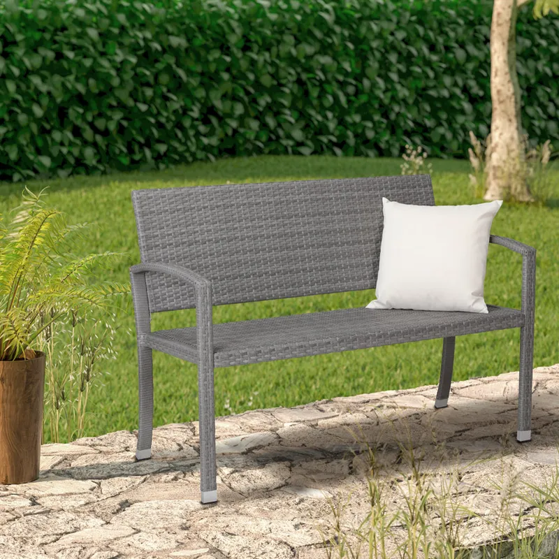 Casaria® Casaria Gartenbank Polyrattan 122x90x55cm grau – Produktbild 1 von 1