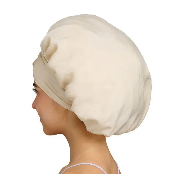 Qupro Qupro Schlafhaube Bonnet L vegane Seide Cupro, Beige, – Produktbild 2 von 3