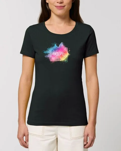 Human Family Bio Damen Rundhals T-Shirt Amorous "Colour Love" von Human Family, Schwarz, – Produktbild 2 von 2