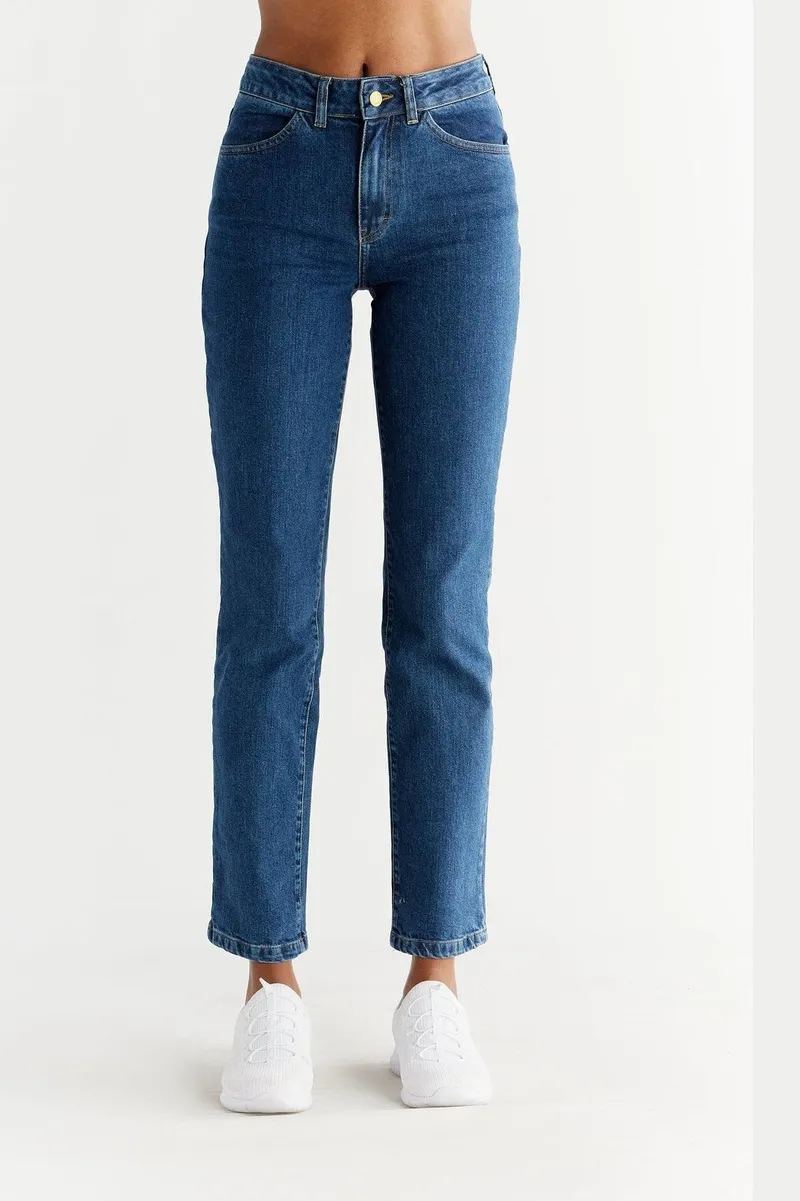 Evermind Evermind Damen vegan Jeans Straight Fit Lapis Blau, Dunkelblau, – Produktbild 2 von 2
