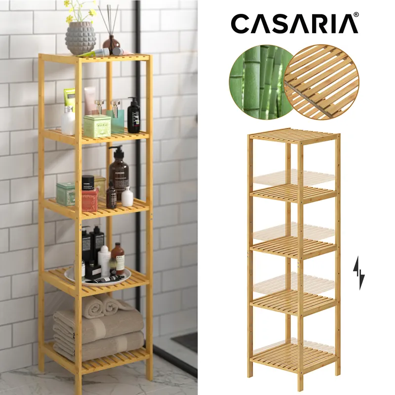 Casaria® Standregal Bambus 140x33x33cm, Braun, – Produktbild 1 von 2