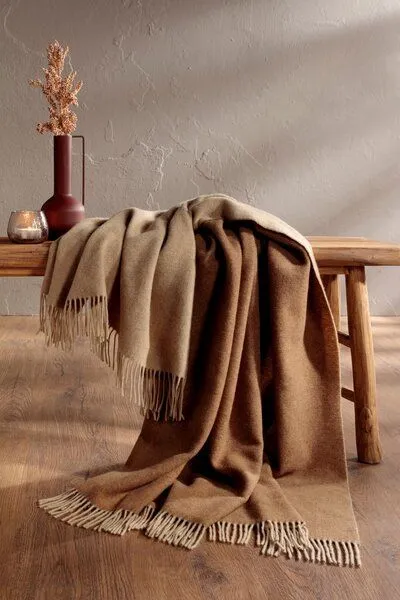 biederlack biederlack Plaid Wohndecke wunderschöne Farben Wolle-Kaschmir-Mix -jetzt in 2 Größen, Camel-beige neu 2026, – Produktbild 4 von 4