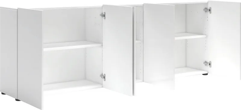 Home affaire Sideboard MISTER – Schrank, Kommode, 225 cm breit, 80 cm hoch, Made in Italy, komplett Hochglanz lackiert, 5 Türen, 6 Fächer, Weiß, – Produktbild 5 von 5