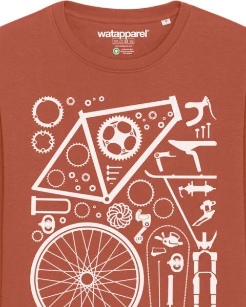 watapparel watapparel Sweatshirt Unisex Fahrradteile, Heritage brown, – Produktbild 3 von 4