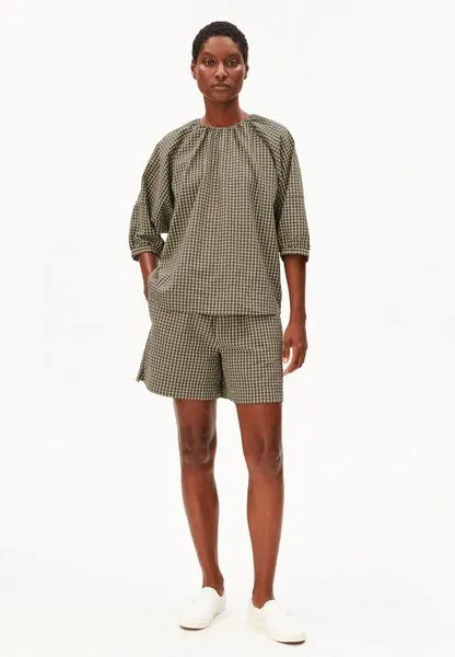 ARMEDANGELS ARMEDANGELS VICHY SEERSUCKER Damen Bluse aus 100% Bio-Baumwolle, Foam-dried palm, – Produktbild 4 von 4