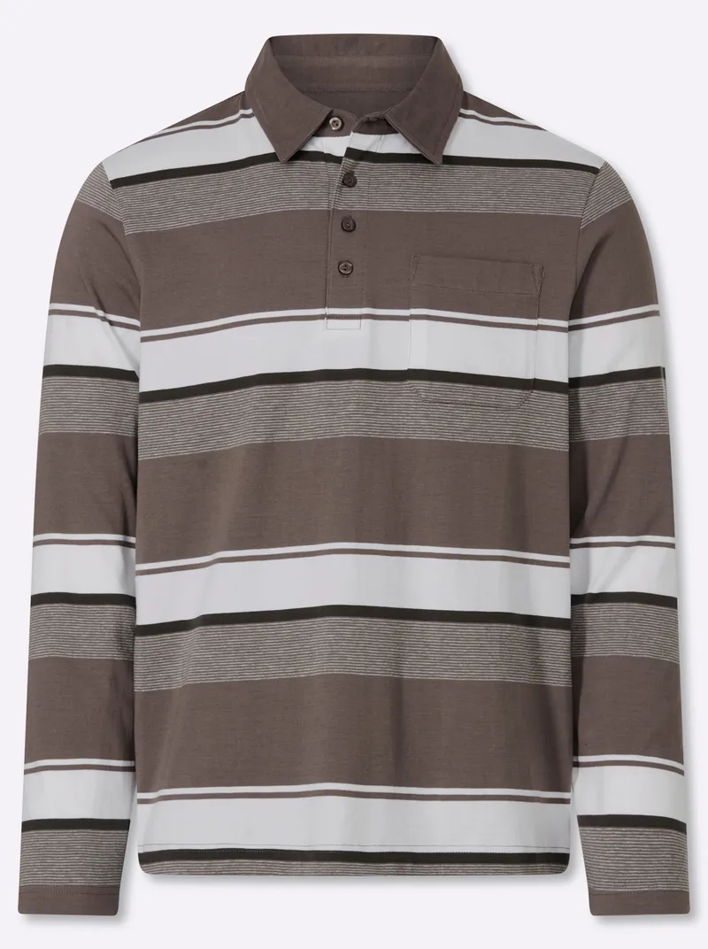 marco donati Langarmshirt dunkeltaupe-gestreift, Dunkeltaupe-gestreift, – Produktbild 1 von 2