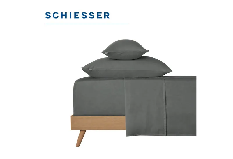 Schiesser Schiesser Bettlaken Smoothy aus glatter Baumwolle in klassischer, hotelinspirierter Optik, Renforcé, Gummizug: ohne, (1 Stück), Oeko-Tex® zertifiziert, Grau, – Produktbild 3 von 5