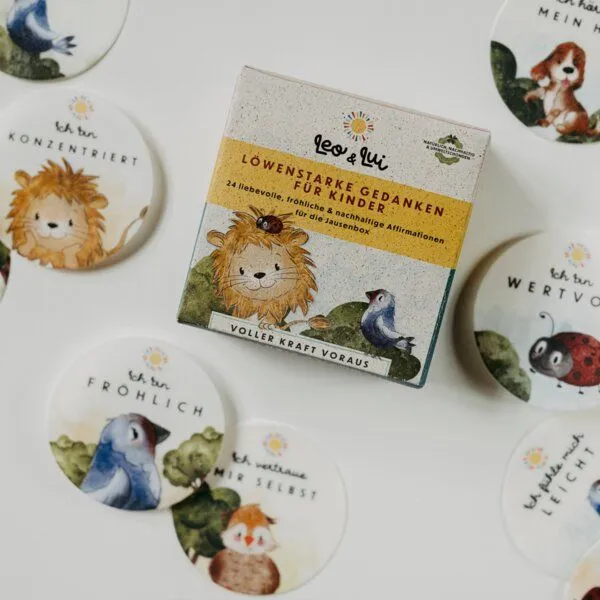 Leo und Lui Leo und Lui Löwenstarke Gedanken für Kinder - Affirmationskärtchen für die Pausenbox – Produktbild 1 von 3