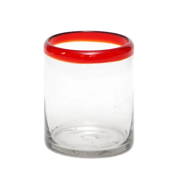 GLOBO Fair Trade GLOBO Fair Trade Glas REFRESCO aus Recyclingglas, mundgeblasen, Roter rand, – Produktbild 1 von 1