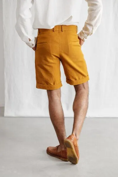 Jyoti - Fair Works Jyoti - Fair Works Bio-Baumwoll Shorts Neem, Curry, – Produktbild 4 von 4
