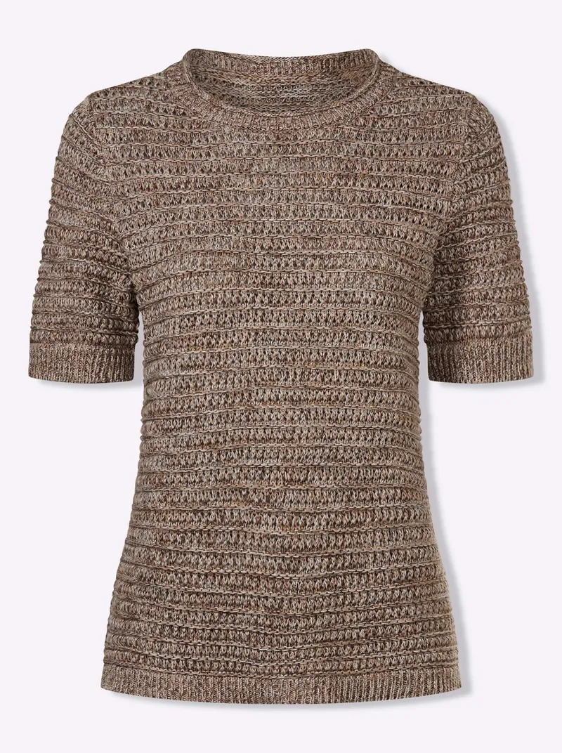 Witt Baumwollpullover taupe-schoko-gemustert, Taupe-schoko-gemustert, – Produktbild 1 von 2