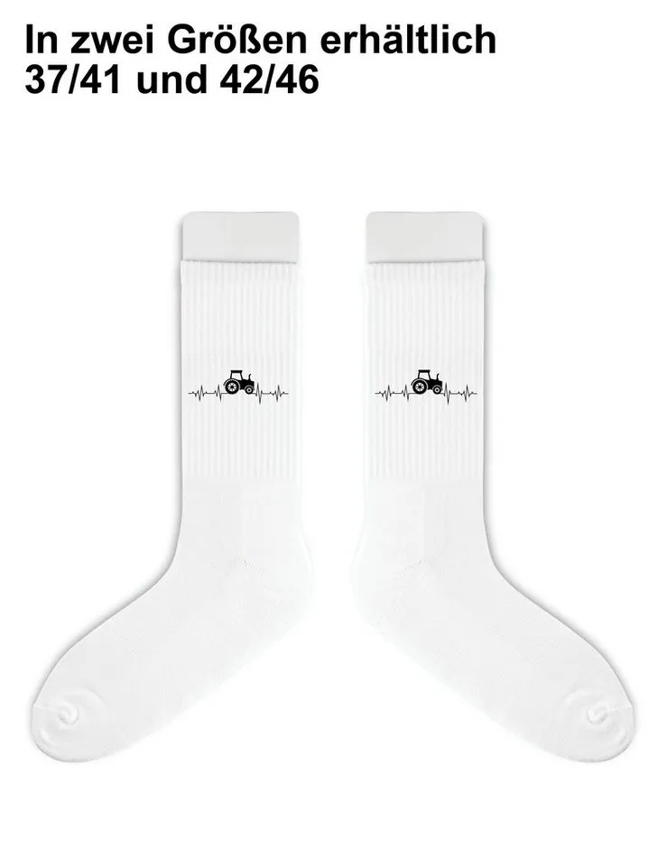 Youth Designz Tennissocken Unisex Socken "Heartbeat Traktor" Aufdruck lustig Geschenk Statement mit verstärkter Verse und Zehenbereich, Weiß, – Produktbild 4 von 5