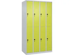 C+P C+P Doppelstock-Spind Classic PLUS, 8 Fächer, 1850x1000x500mm, Lichtgrau/Clowngrün – Produktbild 1 von 1