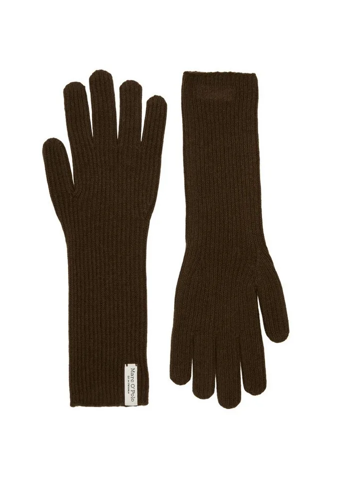 Marc O'Polo Marc O'Polo Strickhandschuhe aus weichem Schurwoll-Viskose-Mix, Braun, – Produktbild 1 von 2