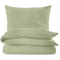 hessnatur hessnatur Musselin Bettwäsche-Set aus reiner Bio-Baumwolle, Pastelloliv, – Produktbild 1 von 1