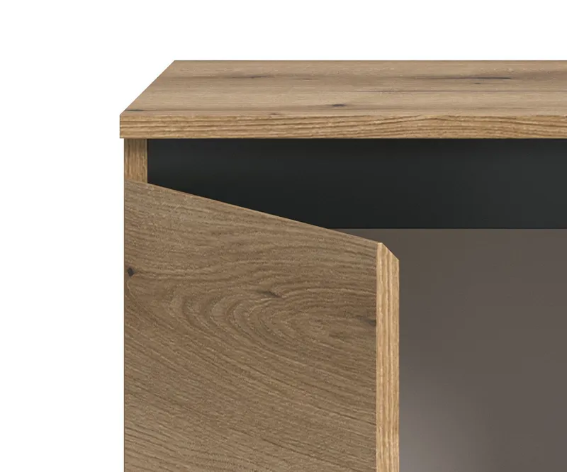 Inn.Furn Lowboard Gelia (TV Unterschrank in Evoke Eiche mit schwarz, Breite 188 cm, Komforthöhe), mit Vollauszug und Soft-Close-Funktion, Beige, – Produktbild 3 von 5