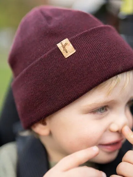 FUXBAU FUXBAU Kinder Merino Kork Beanie, Bordeaux, – Produktbild 1 von 4