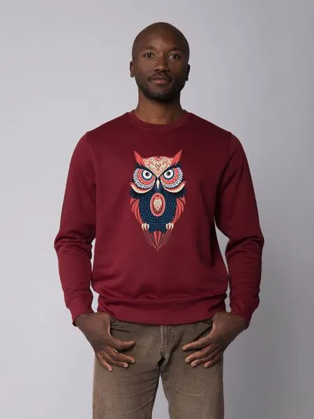 watapparel watapparel Sweatshirt Unisex Colorful Owl, Burgundy, – Produktbild 2 von 4