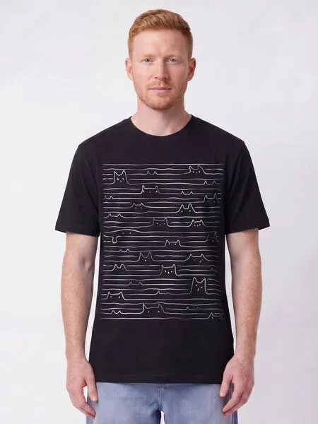 watapparel watapparel T-Shirt Unisex Doodle Cats, Black, – Produktbild 2 von 2