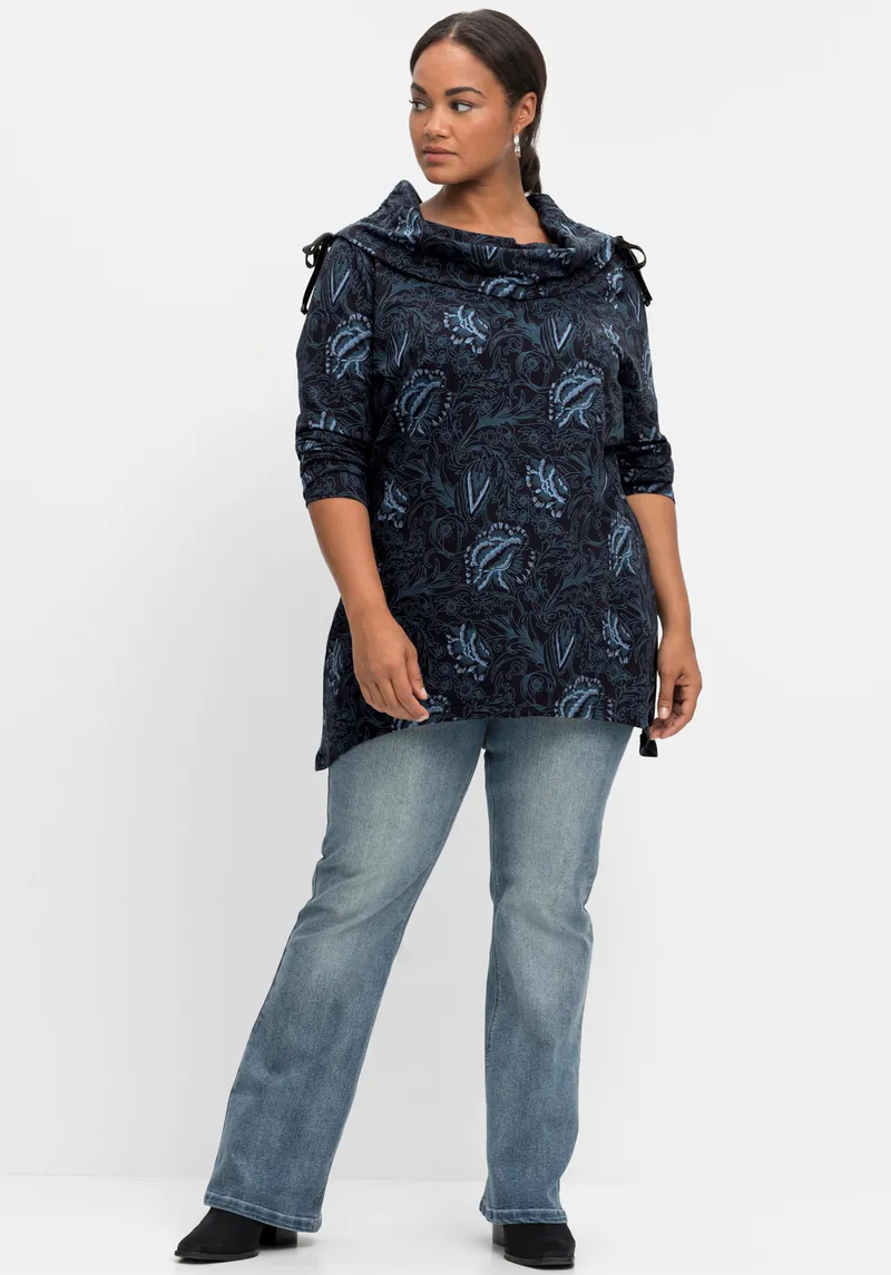 sheego by Joe Browns Sweatshirt, Schwarz-bedruckt, – Produktbild 2 von 2