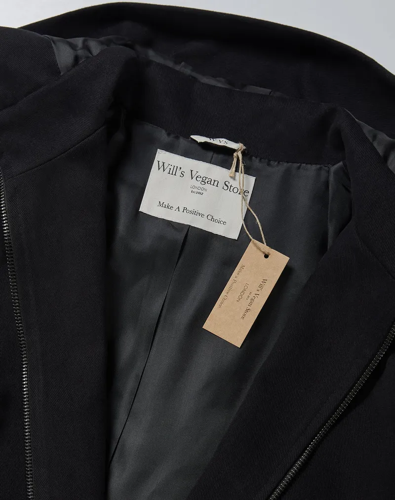 Will's Vegan Store Will's Vegan Store Damen vegan Mantel Aus Veganer Wolle Mit Kapuze Schwarz, Schwarz, – Produktbild 2 von 2