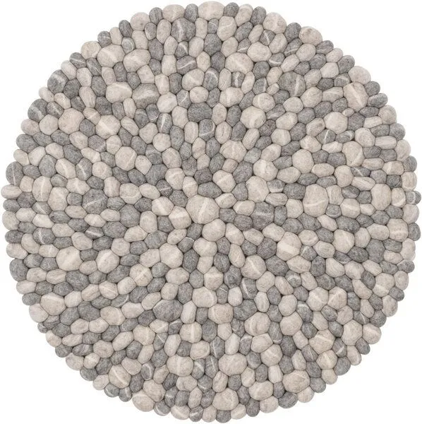 myfelt myfelt Filzkugelteppich rund, 100% Schurwolle, Steinoptik hell (ernie), – Produktbild 1 von 4