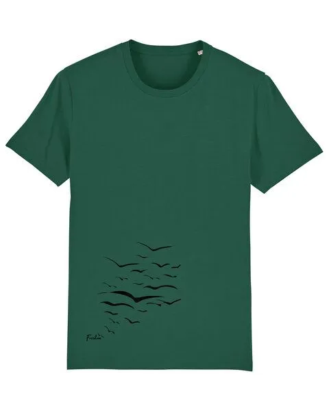 Human Family Human Family Bio Unisex T-Shirt "Create - Free Birds" in verschiedenen Farben, Dunkelgrün, – Produktbild 1 von 4
