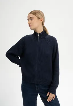 MELA MELA Damen vegan Rippenstrickjacke Kamuka Navy – Produktbild 1 von 1