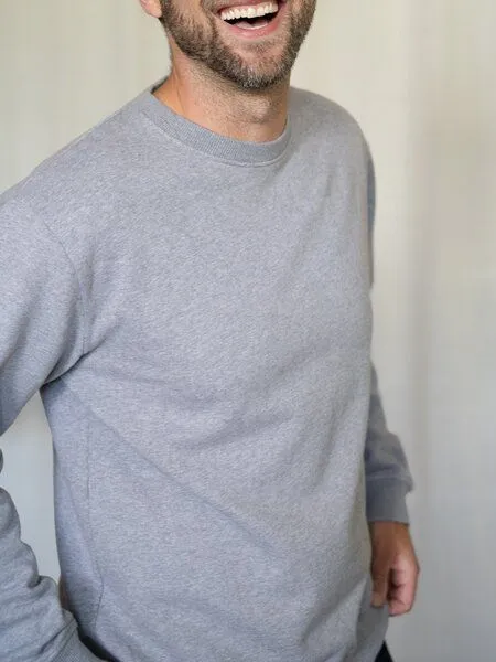 FUXBAU FUXBAU Männer Basic Sweater - graumeliert, Graumeliert, – Produktbild 4 von 4