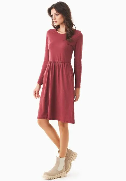 ORGANICATION ORGANICATION Langarm-Jerseykleid aus Bio-Baumwolle, Syrah red, – Produktbild 3 von 4