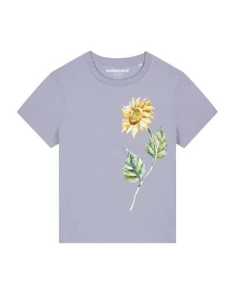 watapparel watapparel T-Shirt Frauen Sonnenblume, Lavender, – Produktbild 1 von 4