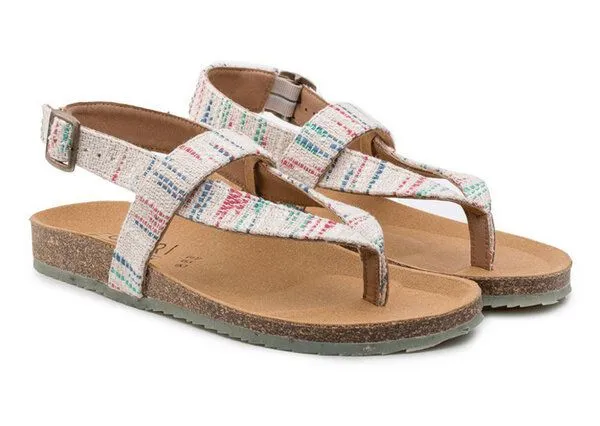 Zouri ZOURI Vegane Zehensandale mit Bio-Baumwolle & Korkfußbett Modell: Isle, Desert (bunt), – Produktbild 1 von 4