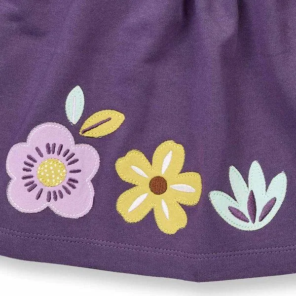 Sense Organics Sense Organics Mädchenrock mit Blumen-Stickerei auf Pflaume, Modell MALIA, Lila, – Produktbild 4 von 4