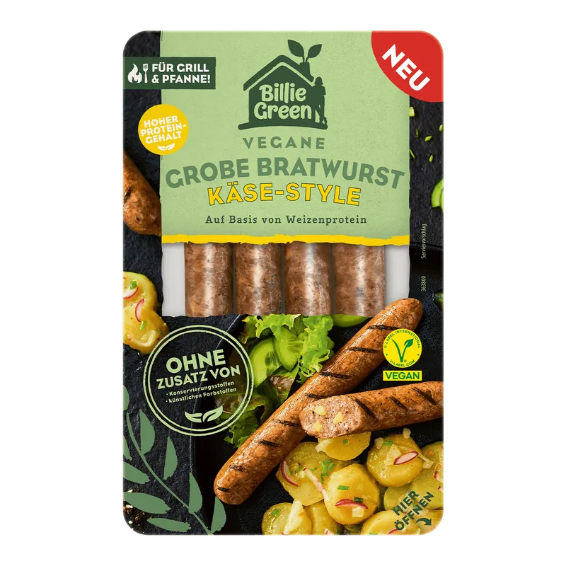 Billie Green Vegane Grobe Bratwurst Käse-Style, 180g – Produktbild 1 von 1
