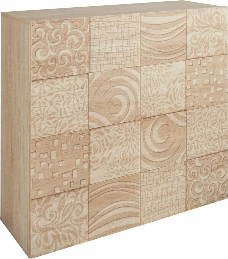 Home affaire Highboard Miro, Breite 121 cm mit dekorativem Siebdruck, Beige, – Produktbild 4 von 5