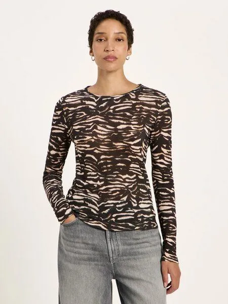 LANIUS LANIUS Langarmshirt, Print animal stripes rose, – Produktbild 3 von 5