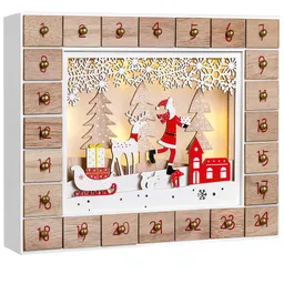 Casaria® Casaria Adventskalender Naturholz 35x6x26,9cm rot – Produktbild 1 von 1