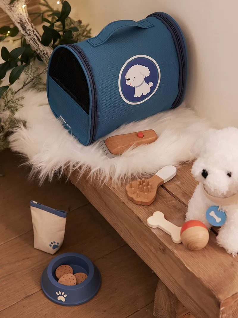 Vertbaudet Vertbaudet Plüschhund mit Zubehör, Blau, – Produktbild 1 von 4