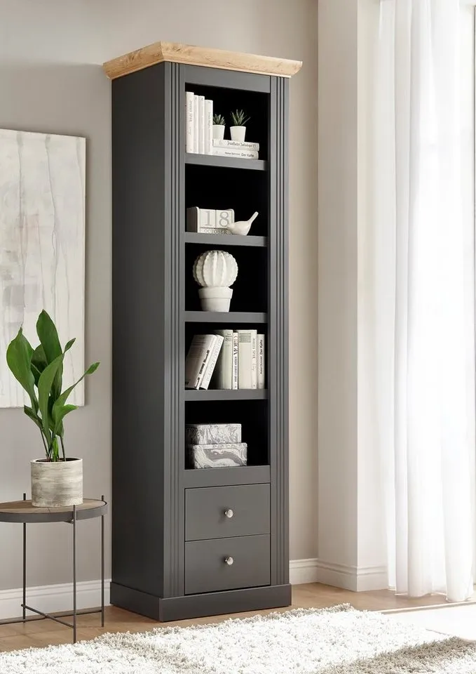 OTTO home Regal Westminster, Garderobenschrank, Wohnzimmerschrank, Mehrzweckschrank, Schrank, Metallgriffe, vielseitig einsetzbar, in 2 Farben erhältlich, Grau, – Produktbild 3 von 4