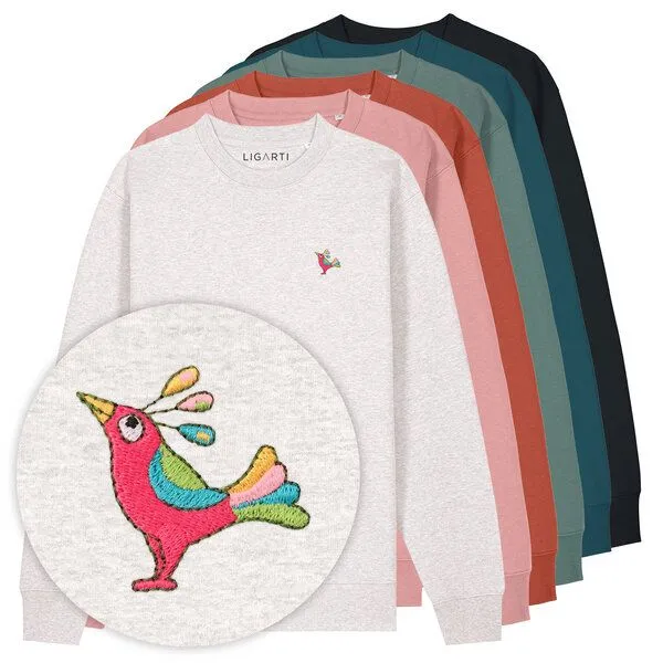 LIGARTI Bestickter Pullover – Patrischa der Paradiesvogel – LIGARTI Tiermanufaktur, Altrosa, – Produktbild 2 von 3