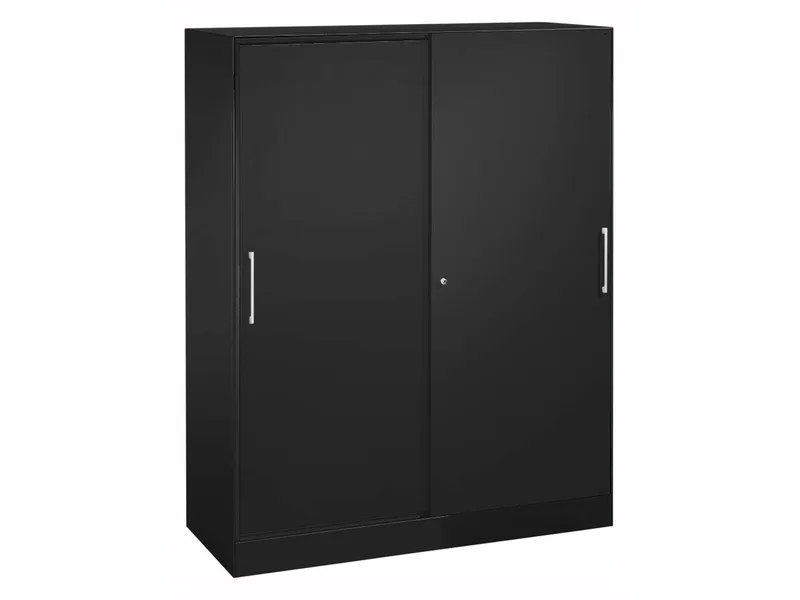 Schiebetürenschrank "CONTACT", Höhe 131 cm (BxT) 100 x 43,5, Schwarz, – Produktbild 1 von 1
