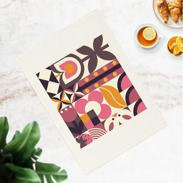 PepMelon Frühling Bauhaus Design Bio-Baumwolle Geschirrtuch, 50 x 70 cm – Produktbild 1 von 4