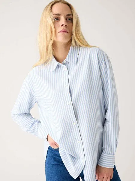 KnowledgeCotton Apparel KnowledgeCotton Apparel Damen Bluse - Oxford Shirt - aus Baumwolle, Blue stripe (blau), – Produktbild 1 von 4