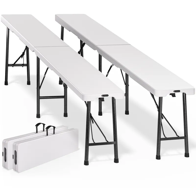 Casaria® Bierbank 2er-Set klappbar platzsparend für 8 Personen 200kg je Bank, Weiß, – Produktbild 1 von 2