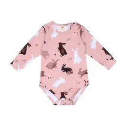 Walkiddy Langarmbody Baby Bio-Baumwolle Hasen rosa GOTS zertifiziert weicher Wickelbody von Walkiddy hautfreundlich vegan nachhaltige Babykleidung mit Druckknöpfen für einfaches An- und Ausziehen – Produktbild 1 von 1